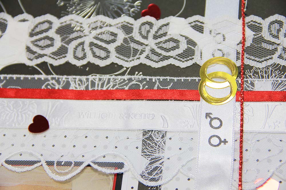 Fotoalbum Basteln Machen Hochzeitsalbum Seite Gestalten Hochzeitsbuch Ideen Scrapbooking Wedding Geschenkbaender Satinbaender Bedruckt Der Namensbaender De Kreativ Blog