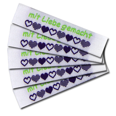 Textiletiketten "mit Liebe gemacht"