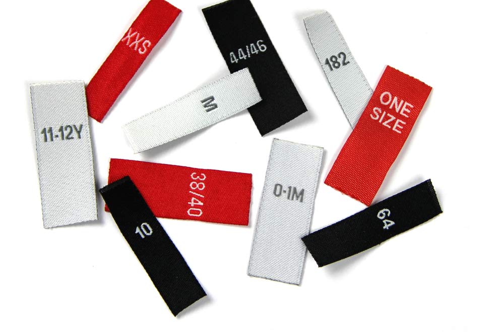 Größenetiketten als Textiletiketten