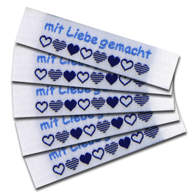 Textiletiketten "mit Liebe gemacht"