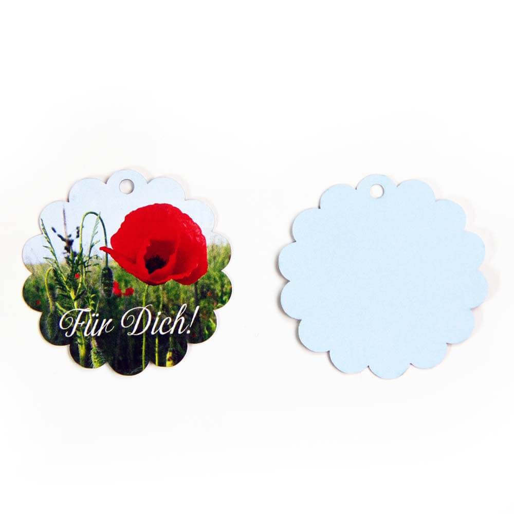 Kartonetiketten, Hangtag "Mohnblume" Für Dich