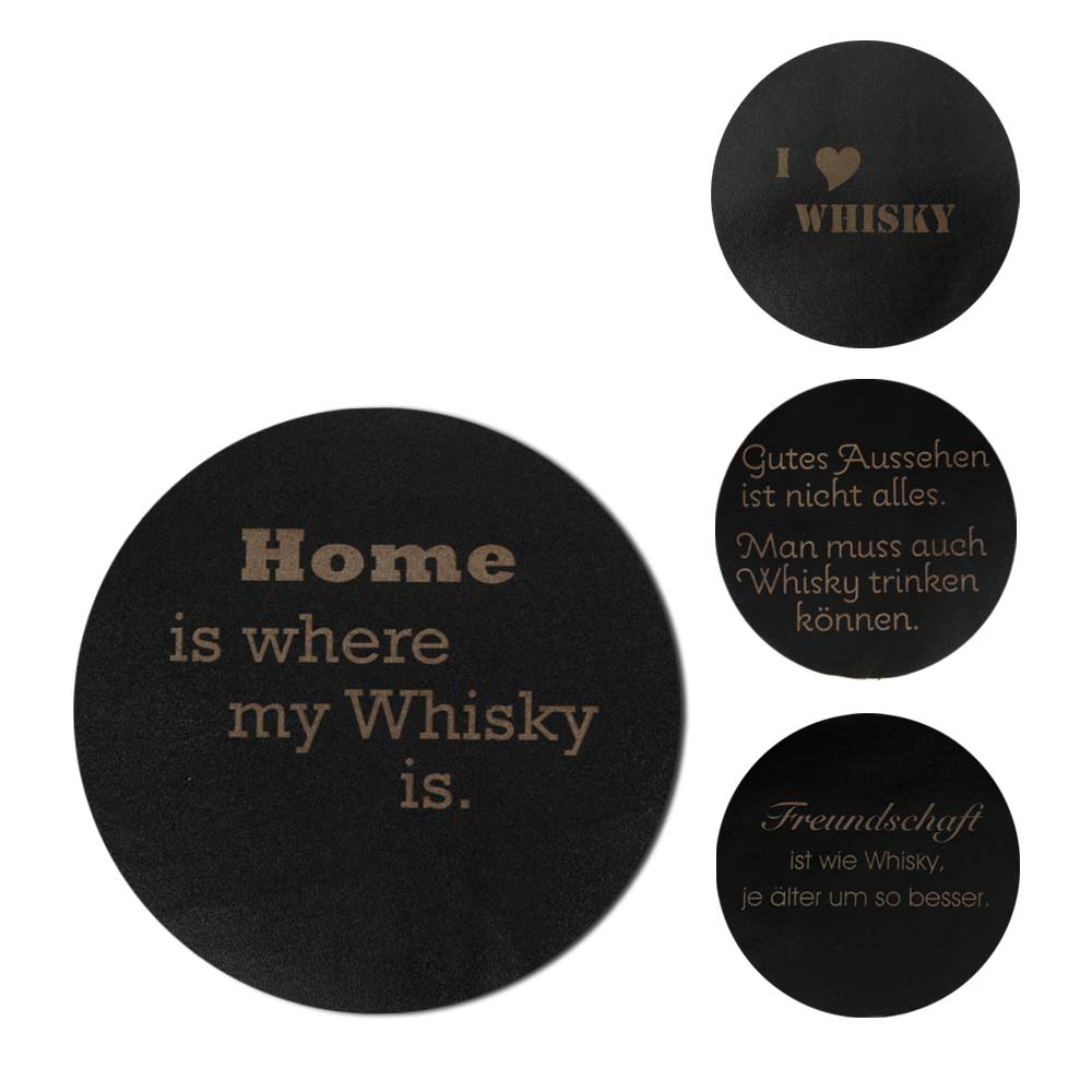 Glasuntersetzer Whisky aus Leder - 6er-Set