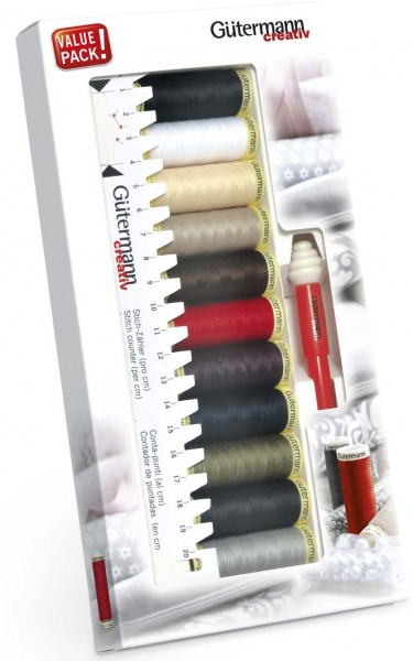 Sewing thread set with Measuring aid and Seam-fix mini