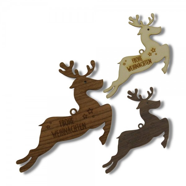 Wooden pendant "Merry Christmas" Reindeer