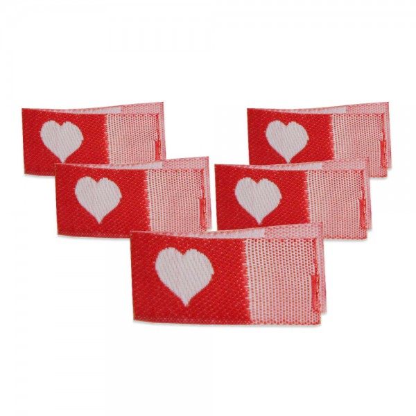 Fix&Fertig - Étiquette textile avec un cœur rouge/blanc avec taffetas 1